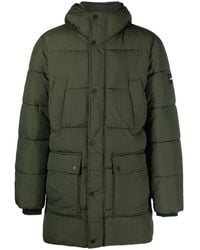 Calvin Klein - Logo-Patch Hooded Puffer Coat - Lyst
