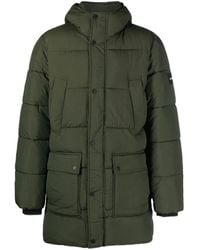 Calvin Klein - Logo-patch Hooded Puffer Coat - Lyst