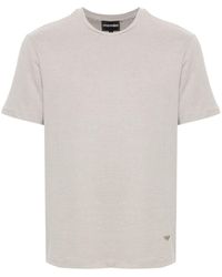 Emporio Armani - Gestreiftes T-Shirt mit Logo-Stickerei - Lyst