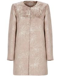 Emme - Floral-Embroidered Lurex-Detail Coat - Lyst