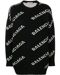 Balenciaga - Pullover a maniche lunghe con logo all over - Lyst