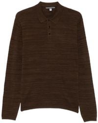 John Varvatos - Textured Long-Sleeve Polo Shirt - Lyst