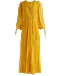 Alice + Olivia - Nya Geplooide Maxi-Jurk Met V-Hals - Lyst