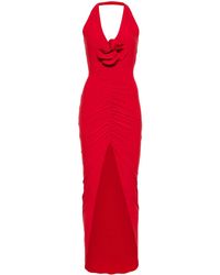 Nissa - Floral-Appliqué Ruched Gown - Lyst