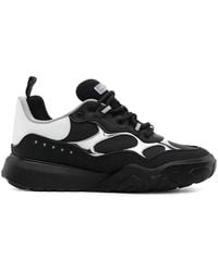 McQueen - Lace-Up Panelled Sneakers - Lyst