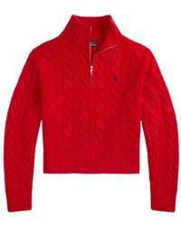 Polo Ralph Lauren - Pull En Maille Torsadée À Col Zippé - Lyst