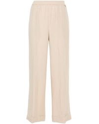 Liu Jo - Viscose And Linen Trousers With Ruched Detail - Lyst