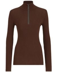 Brunello Cucinelli - Virgin Wool And Cashmere Lightweight Ribbed Turtleneck Sweater With Precious Half-Zip - Lyst