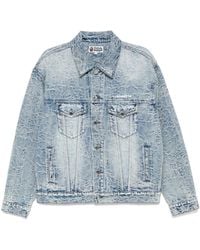A Bathing Ape - Logo-Embroidered Denim Jacket - Lyst