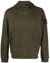 Stone Island - Compass Logo-patch Cotton Hoodie - Lyst