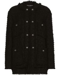 Dolce & Gabbana - Tweed-Jacke Mit Rundem Ausschnitt - Lyst