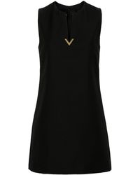 Valentino Garavani - V Gold Crepe Mini Dress - Lyst