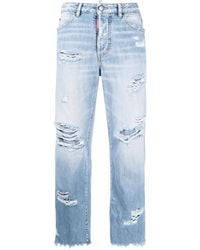 DSquared² - Distressed Straight-Leg Jeans - Lyst