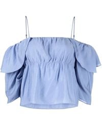 Vince - Blouse Volantée À Épaules Dénudées - Lyst