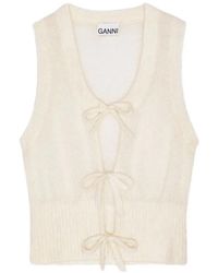 Ganni - Mohair-Merino Knit Sleeveless Jacket - Lyst