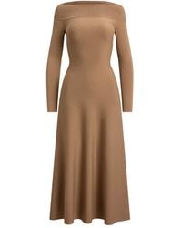 Ralph Lauren - Off-Shoulder Knitted Midi Dress - Lyst