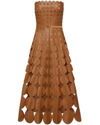 Oscar de la Renta - Robe Mi-Longue En Cuir À Découpes - Lyst