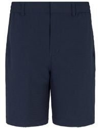 Emporio Armani - Seersucker Elastic-Waist Shorts - Lyst