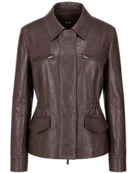 LA ROSE - Zip-Up Leather Jacket - Lyst