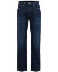 BOSS - Faded-Effect Straight-Leg Jeans - Lyst