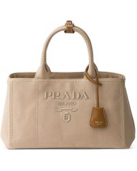 Prada - Jardinière Large Cotton Canvas Handbag - Lyst