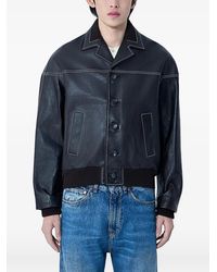 Wales Bonner - Ribbed Trims Notched Leather Jacket - Lyst