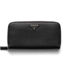 Prada - Leather Zip-Around Wallet - Lyst