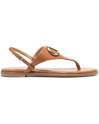 Twinset - Logo-Engraved Leather Sandals - Lyst