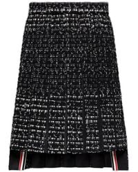 Thom Browne - Pleated Ribbon Tweed Skirt - Lyst