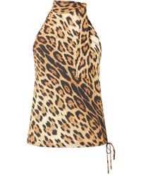 Roberto Cavalli - Leopard-Print Halter-Neck Top - Lyst