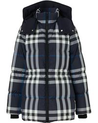 Burberry - Detachable-hood Checked Puffer Jacket - Lyst