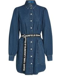 KARL LAGERFELD - Puff-Sleeves Denim Dress - Lyst