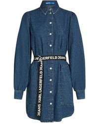 Karl Lagerfeld - Puff-Sleeves Denim Dress - Lyst