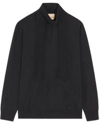 Valentino Garavani - Wool Sweater With Scarf Collar And Vlogo Embroidery - Lyst