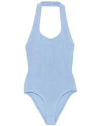 Hunza G - Crinkle-Effect Halterneck Swimsuit - Lyst