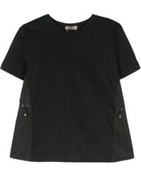 Herno - T-shirt en coton à empiècement en taffetas - Lyst