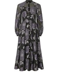 Temperley London - Bridget Cocktail Floral-Print Button-Front Midi Dress - Lyst