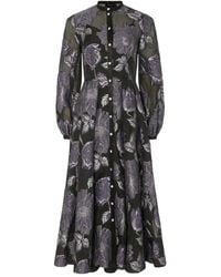 Temperley London - Bridget Cocktail Midi-Jurk Met Bloemenprint En Knopen - Lyst