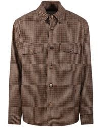 Saint Laurent - Blouse Met Pied-De-Poule Print - Lyst