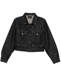 Lemaire - Stud-Embellished Cropped Denim Jacket - Lyst