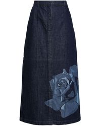 KENZO - Floral-print Denim Maxi Skirt - Lyst