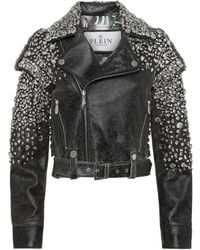 Philipp Plein - Leather Cropped Jacket - Lyst