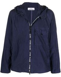 Stone Island - Kapuzenjacke mit Logo-Streifen - Lyst