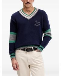 Benetton - Pull Rayé À Col V - Lyst