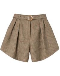 Violante Nessi - Sherman Belted Pleated Wool Shorts - Lyst