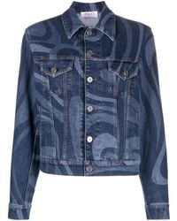 PUCCI - Swirl-Print Denim Jacket - Lyst