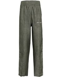 Palm Angels - Logo-embroidered Linen Track Pants - Lyst