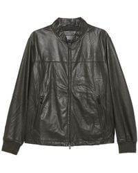 Emporio Armani - Zip-Up Leather Jacket - Lyst