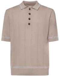 Eleventy - Textured Vertical Stripe Five-Button Polo Shirt - Lyst