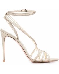 Le Silla - Metallic Strap-Wrap Sandals - Lyst